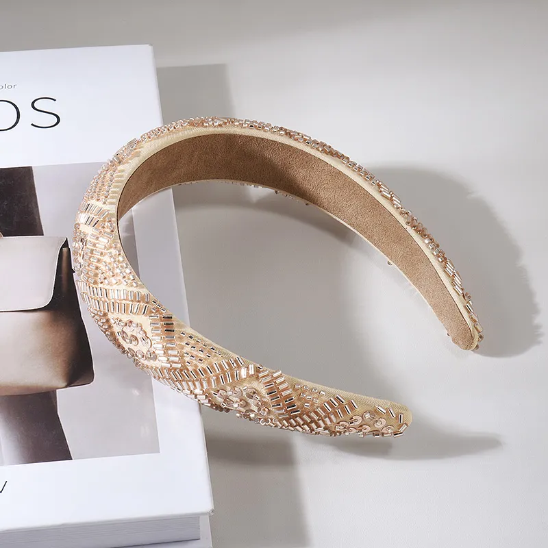ROYALSASA Acrylic Beads Sequins Acrylic Bottom Clamp Headbands Women's-1
