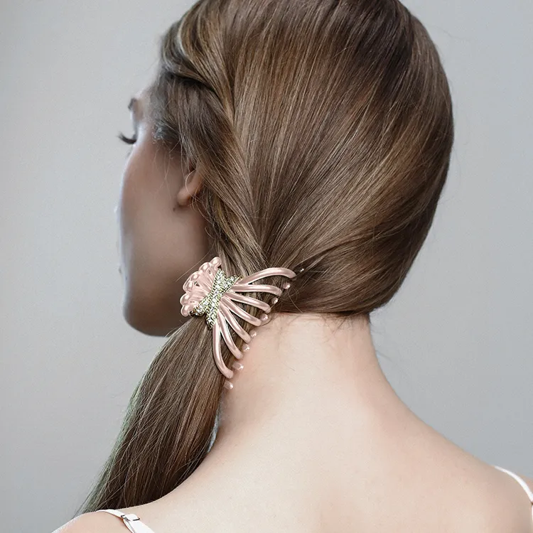 ROYALSASA Faux Crystal Acrylic Hair Clips Women's-3