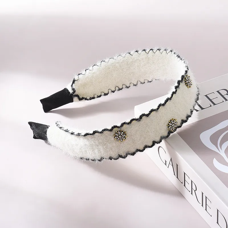 ROYALSASA Cotton Linen Blend Faux Crystal Alloy Bottom Clamp Headbands Women's-2