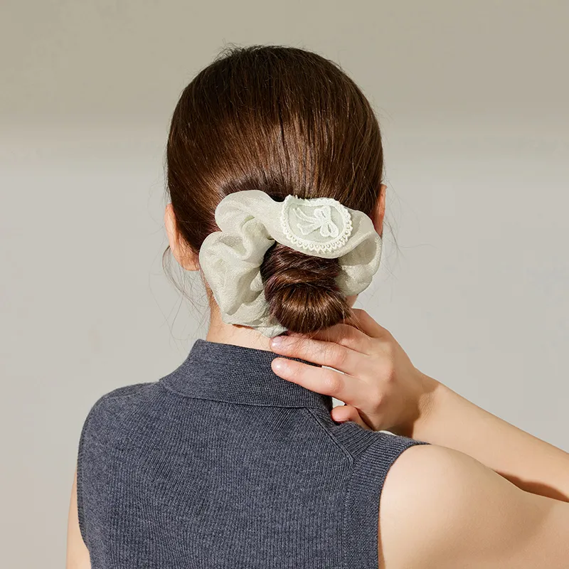 ROYALSASA Silk Chiffon Hair Tie Women's-5