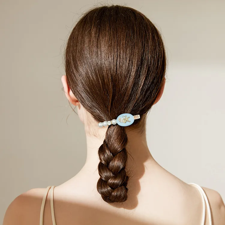 ROYALSASA Acrylic, Faux Pearl Hair Clips Women's-1