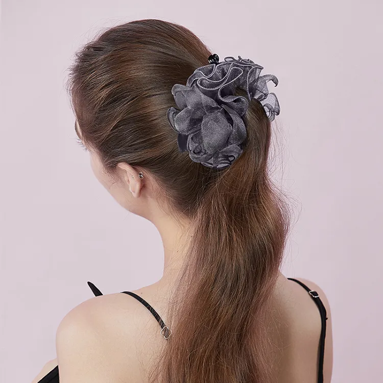 ROYALSASA Silk Chiffon Hair Clips Women's-1