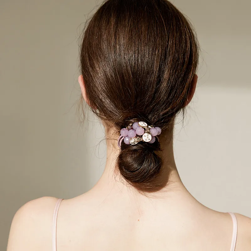 ROYALSASA Acrylic, Faux Crystal, Stretch Rubber Band Hair Tie Women's-1