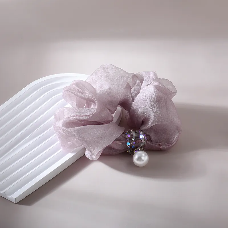 ROYALSASA Silk Chiffon, Faux Crystal Hair Tie Women's-2