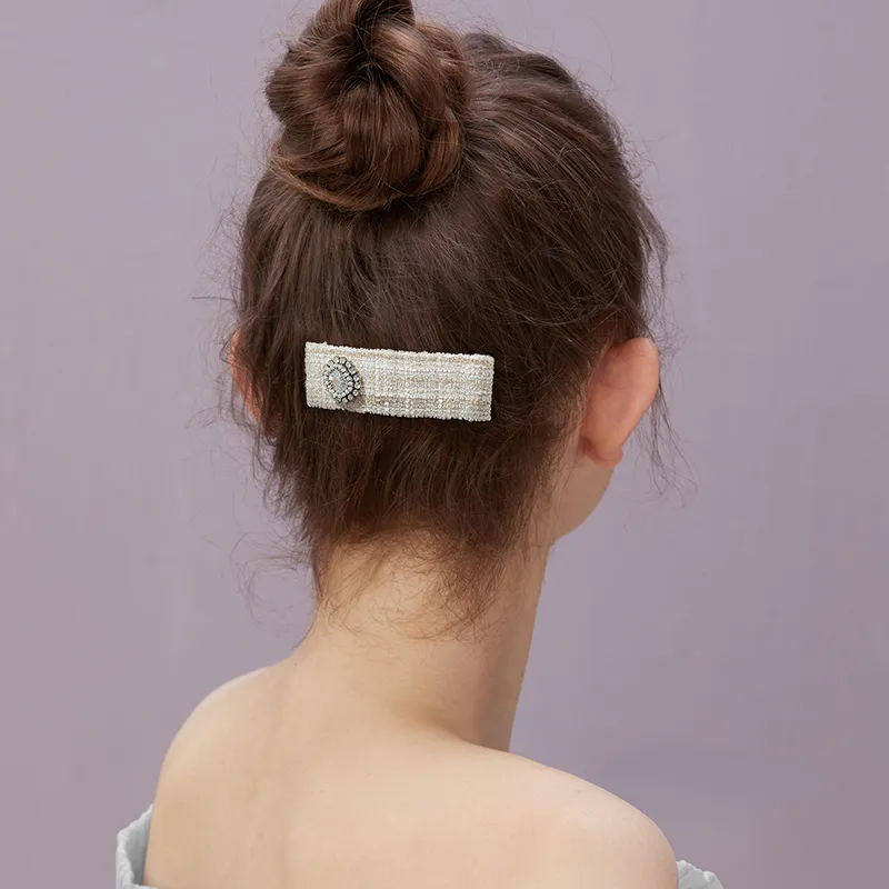 ROYALSASA Cotton Linen Blend Faux Crystal Hair Clips Women's-1