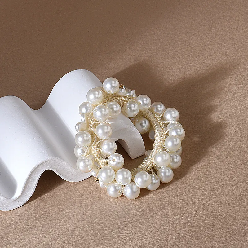 ROYALSASA Rubber Band, Faux Pearl, Faux Crystal Hair Tie Women's-3