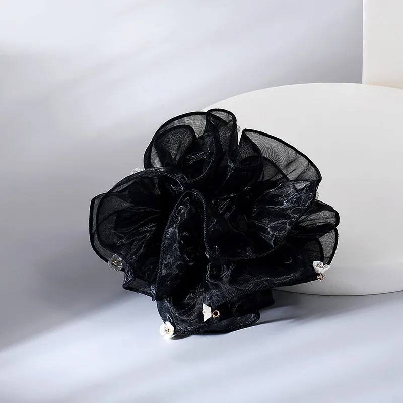 ROYALSASA Silk Chiffon, Faux Crystal Hair Tie Women's-1