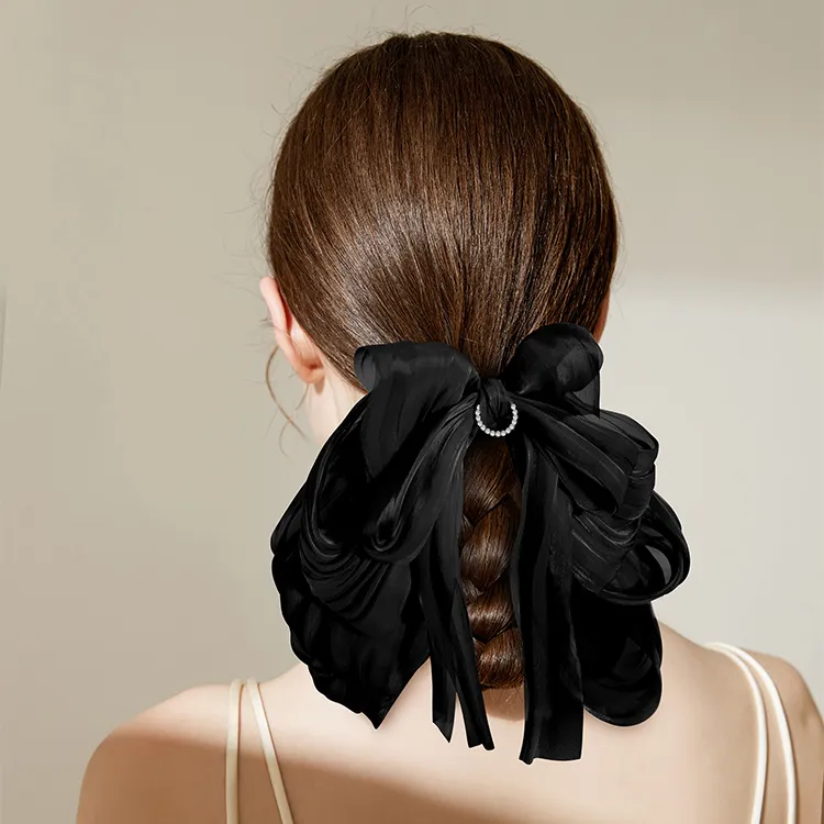 ROYALSASA Silk Chiffon, Faux Crystal Hair Clips Women's-2