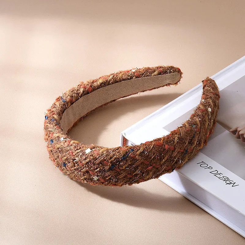 ROYALSASA Cotton Linen Blend Acrylic Bottom Band Headbands Women's-2