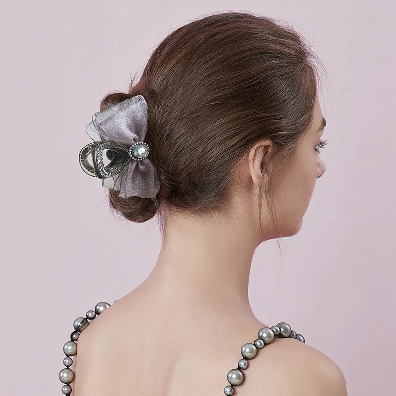 ROYALSASA Silk Chiffon, Faux Crystal, Faux Pearl Headbands Women's-2