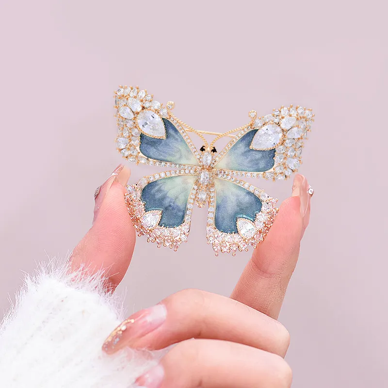 ROYALSASA Faux Crystal, Copper Brooches Women's-3