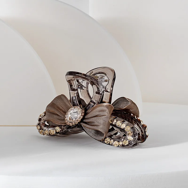 ROYALSASA Silk Chiffon, Faux Crystal, Acrylic Claw Clip Claw Clip Women's-3