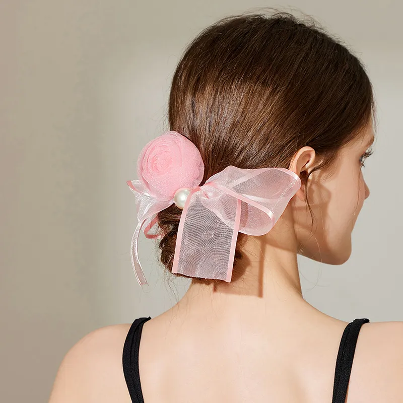 ROYALSASA Silk Chiffon Hair Tie Women's-1