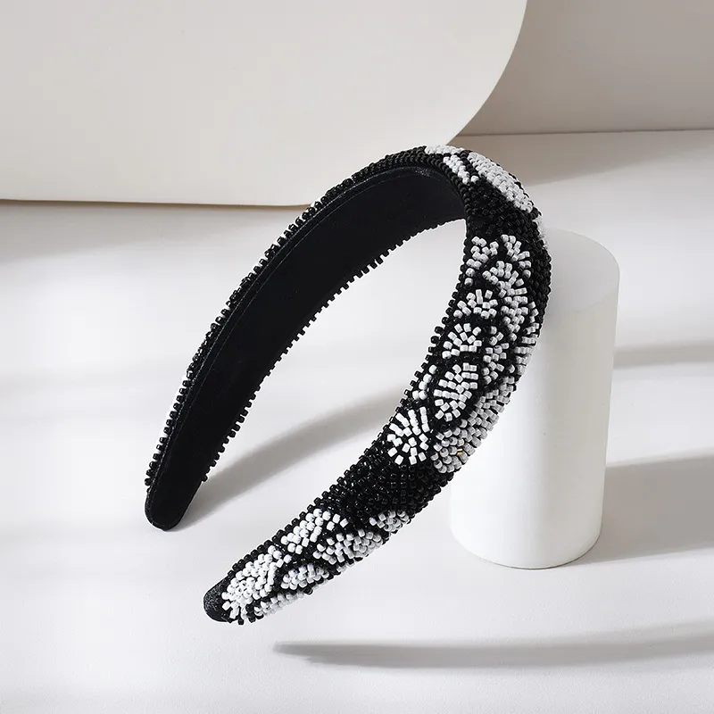 ROYALSASA Acrylic Beads Acrylic Bottom Clamp Headbands Women's-5