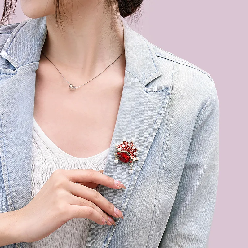 ROYALSASA Alloy Faux Pearl Faux Crystal Brooches Women's-4