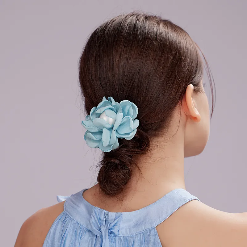 ROYALSASA Silk Chiffon Faux Pearl Hair Tie Women's-1