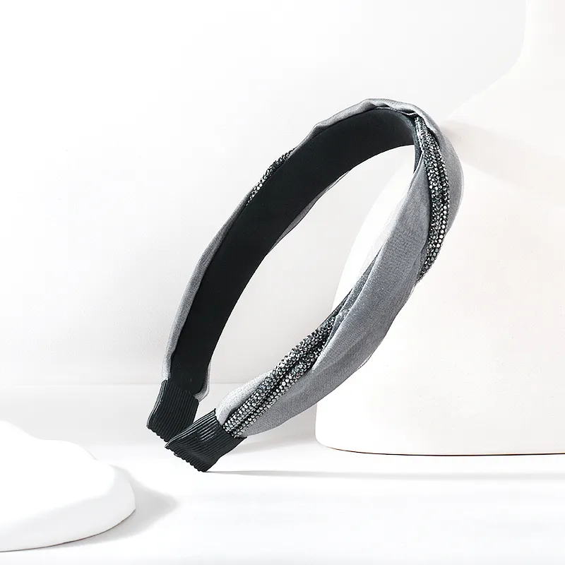 ROYALSASA Silk Chiffon, Faux Crystal, Acrylic Headbands Women's-4