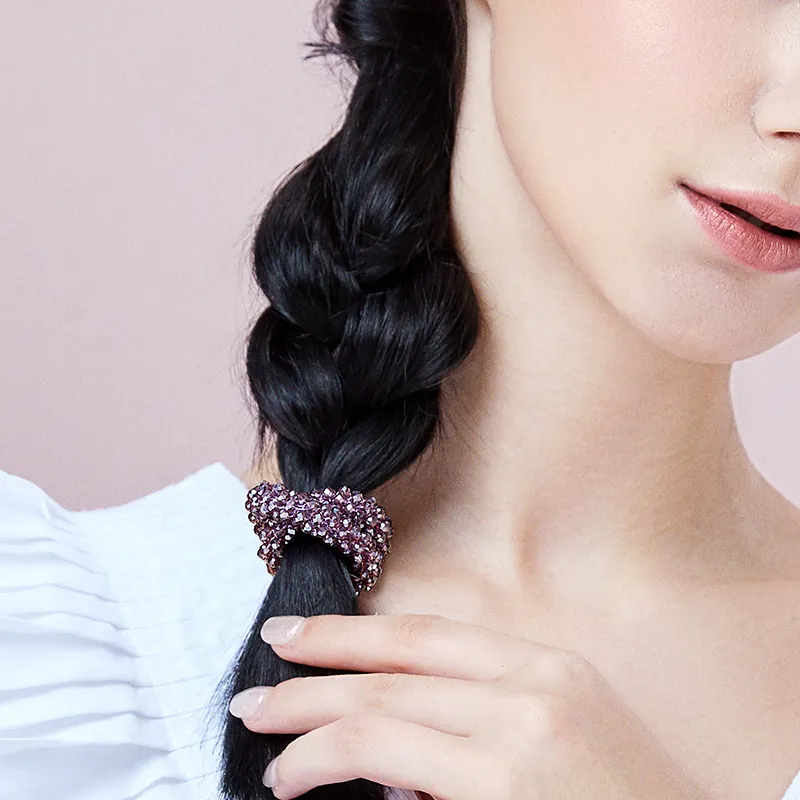 ROYALSASA Rubber Band, Faux Crystal Hair Tie Women's-1