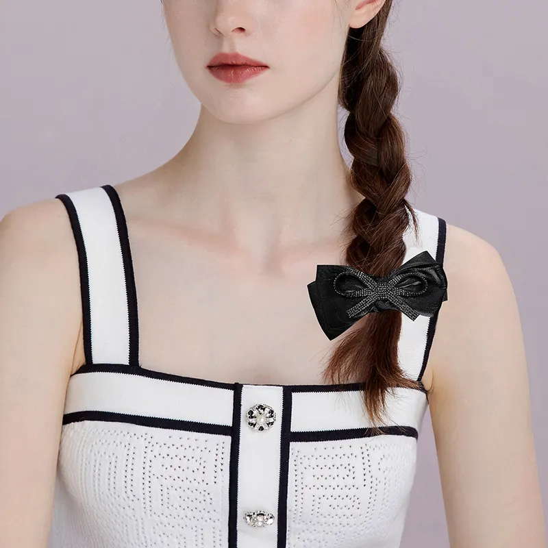 ROYALSASA Silk Chiffon, Faux Crystal Hair Tie With Flower Women's-3