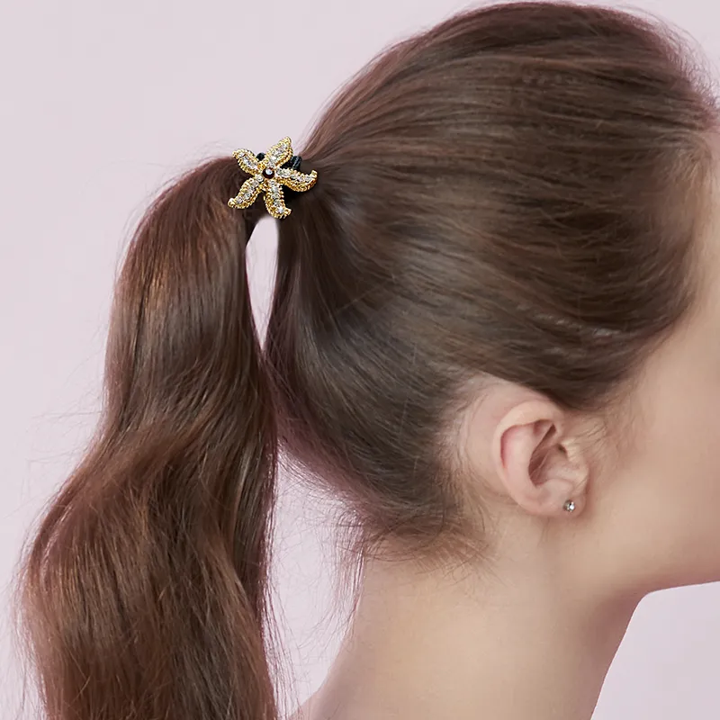 ROYALSASA 3 Strand Rubber Band, Alloy, Faux Crystal Hair Tie Women's-1