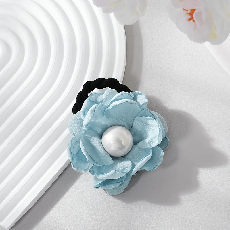 ROYALSASA Silk Chiffon Faux Pearl Hair Tie Women's-3