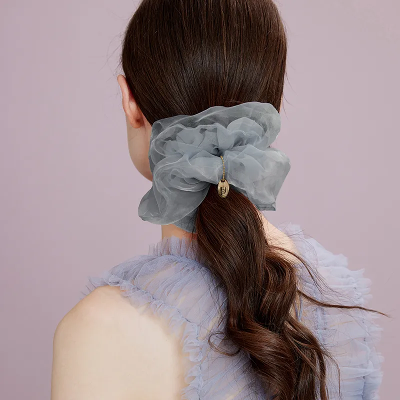 ROYALSASA Silk Chiffon Hair Tie Women's-5