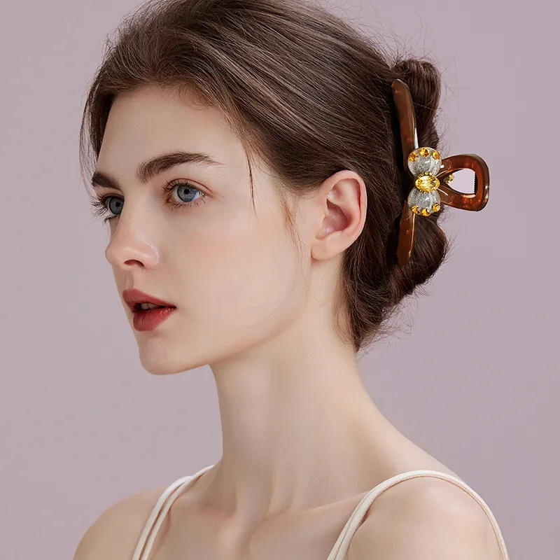 ROYALSASA Acrylic Imitation Crystal Hair Clips Women's-1