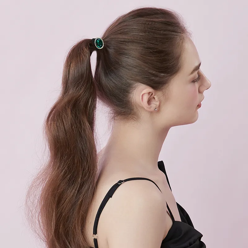 ROYALSASA 3 Strand Rubber Band, Faux Crystal Hair Tie Women's-5