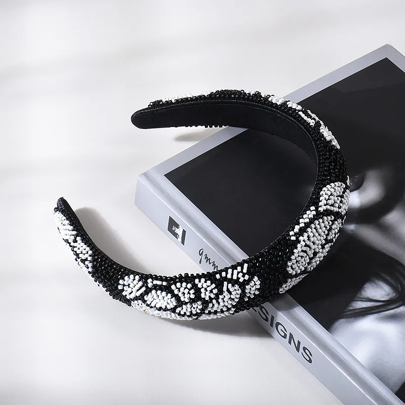 ROYALSASA Acrylic Beads Acrylic Bottom Clamp Headbands Women's-4