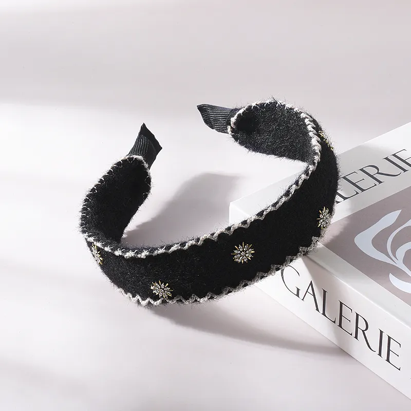 ROYALSASA Cotton Linen Blend Faux Crystal Alloy Bottom Clamp Headbands Women's-6