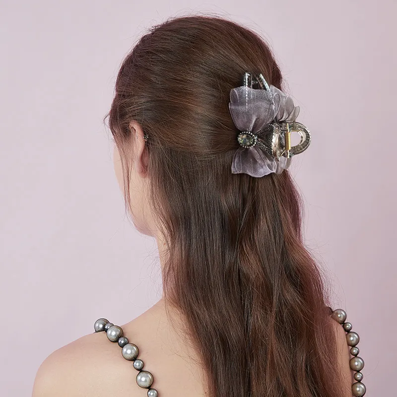 ROYALSASA Silk Chiffon, Faux Crystal, Faux Pearl Headbands Women's-1