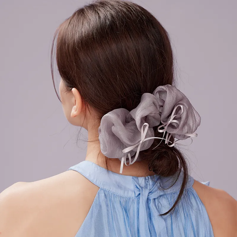 ROYALSASA Silk Chiffon Hair Tie Women's-6