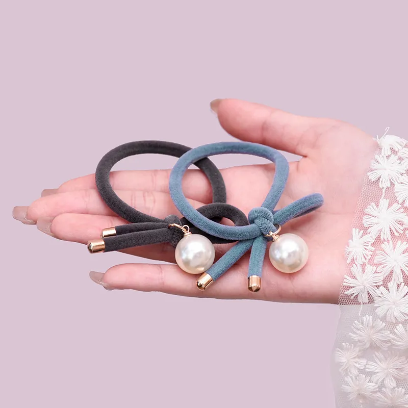 ROYALSASA Rubber Band Alloy Accessories Faux Pearl Hair Tie Women's-5