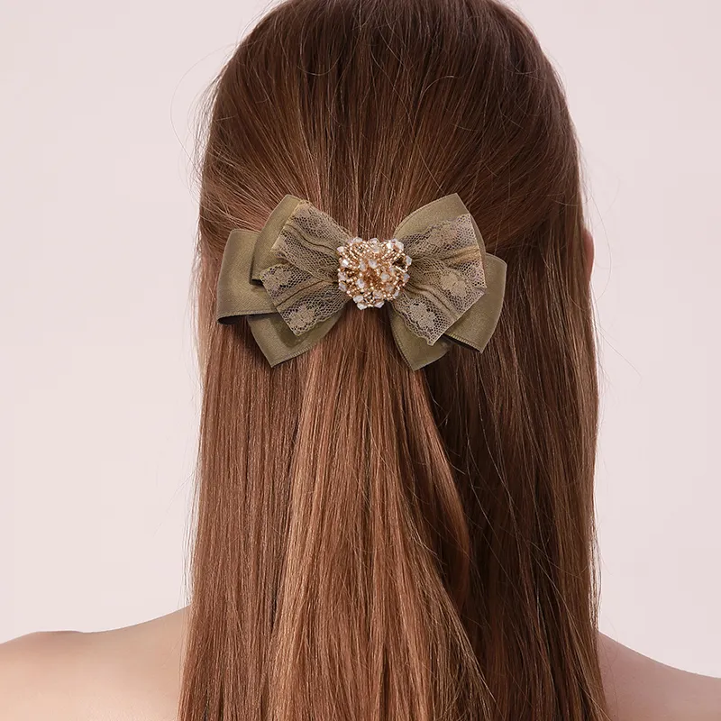 ROYALSASA Fabric, Faux Crystal Hair Clips Women's-1