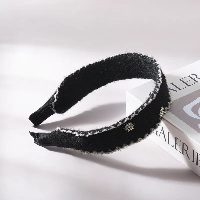 ROYALSASA Cotton Linen Blend Faux Crystal Alloy Bottom Clamp Headbands Women's-7