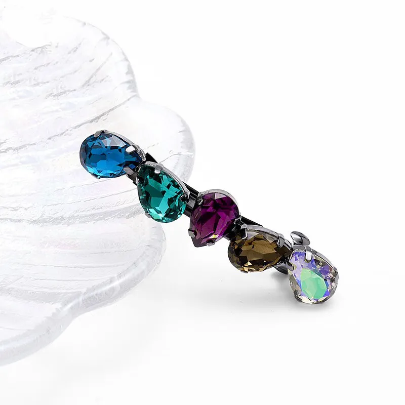 ROYALSASA Alloy Faux Crystal Hair Clips Women's-8