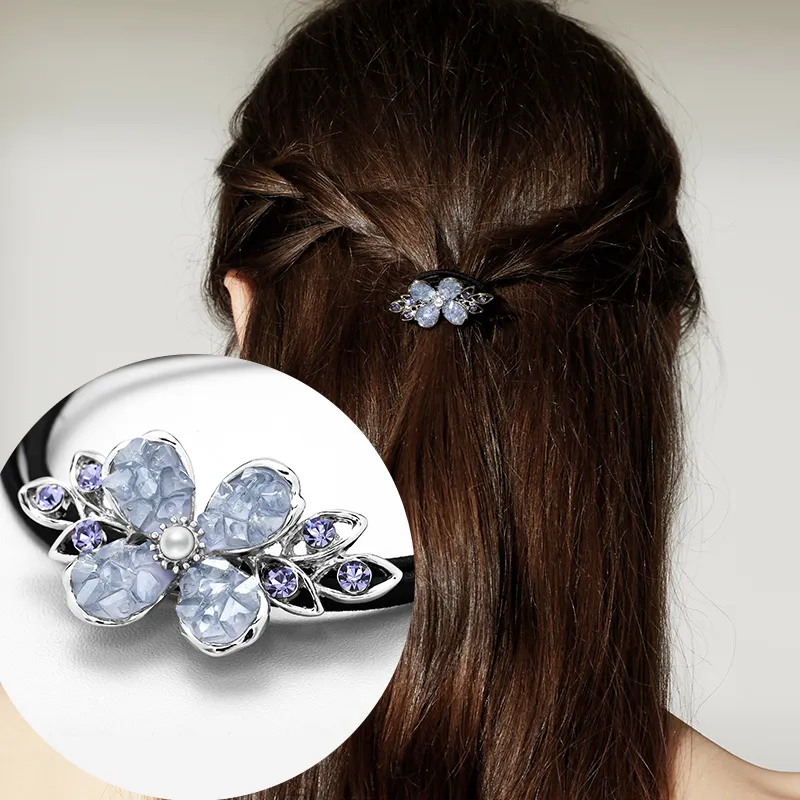 ROYALSASA Three Strand Rubber Alloy Faux Crystal Headbands Women's-4