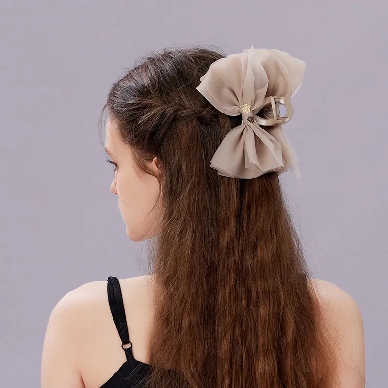 ROYALSASA Silk Chiffon Hair Clips Women's-3