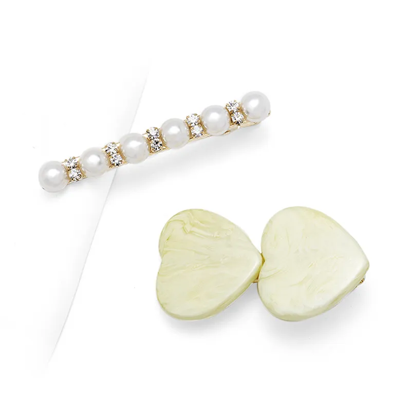 ROYALSASA Acrylic Faux Pearl Hair Clips Women's-2