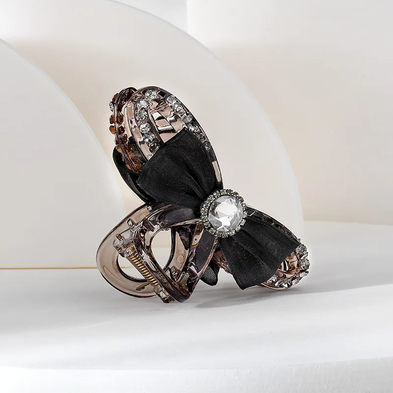 ROYALSASA Silk Chiffon, Faux Crystal, Acrylic Claw Clip Claw Clip Women's-1