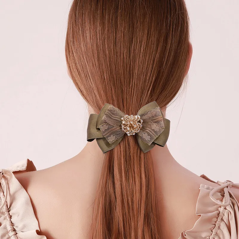 ROYALSASA Fabric, Faux Crystal Hair Clips Women's-2