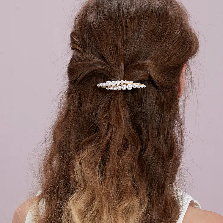 ROYALSASA Alloy, Faux Pearl Hair Clips Women's-1