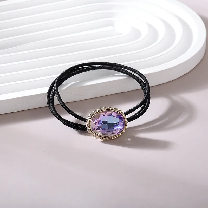 ROYALSASA 3 Strand Rubber Band, Faux Crystal Hair Tie Women's-2