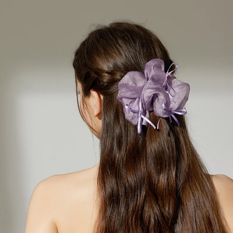 ROYALSASA Silk Chiffon Hair Tie Women's-1