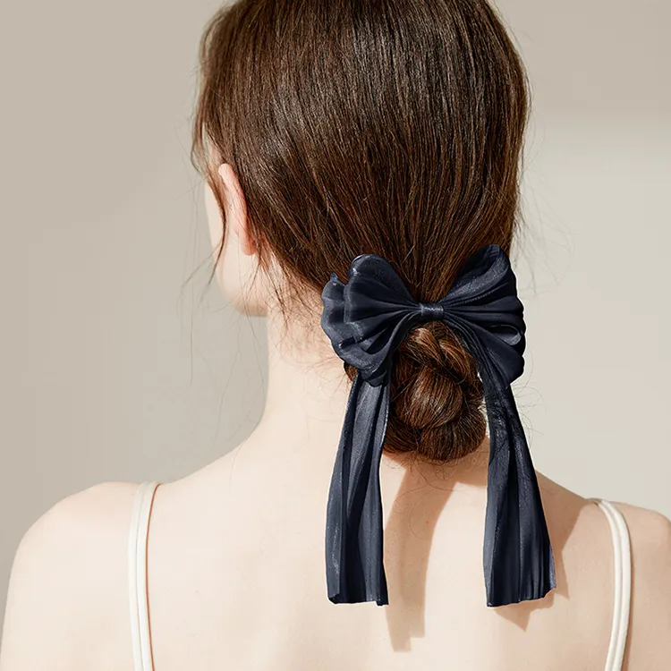 ROYALSASA Rubber Band Silk Chiffon Hair Tie Women's-1