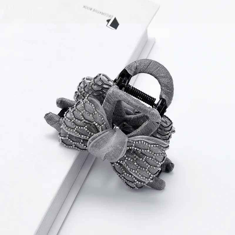 ROYALSASA Silk Chiffon Faux Crystal Hair Clips Women's-3