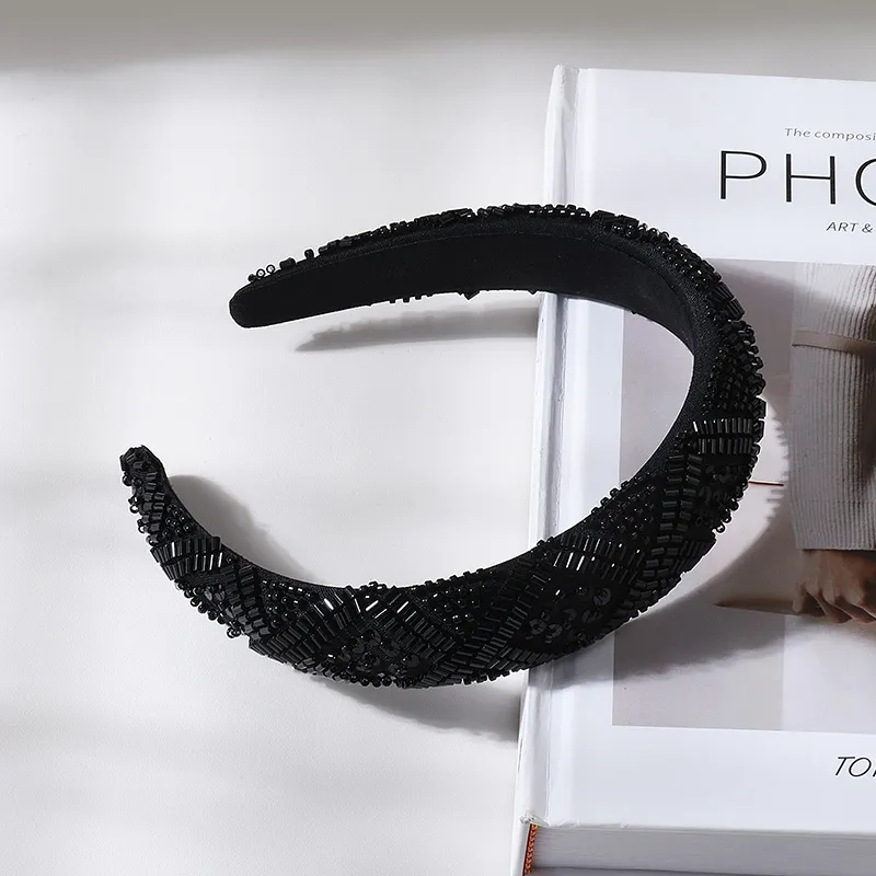 ROYALSASA Acrylic Beads Sequins Acrylic Bottom Clamp Headbands Women's-4