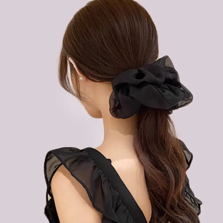 ROYALSASA Silk Chiffon Hair Tie Women's-2