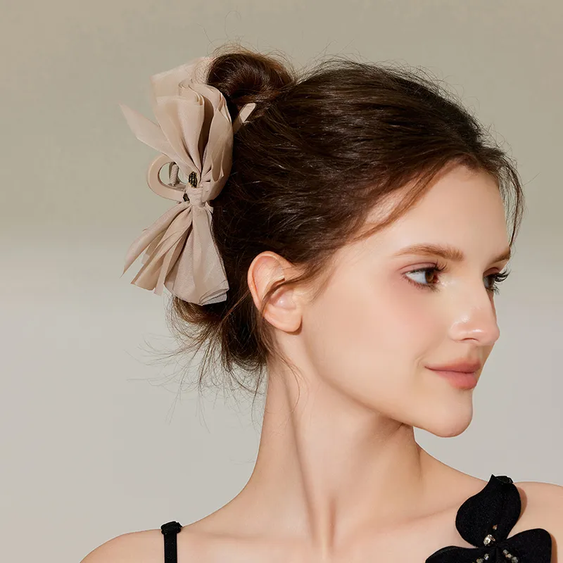 ROYALSASA Silk Chiffon Hair Clips Women's-4