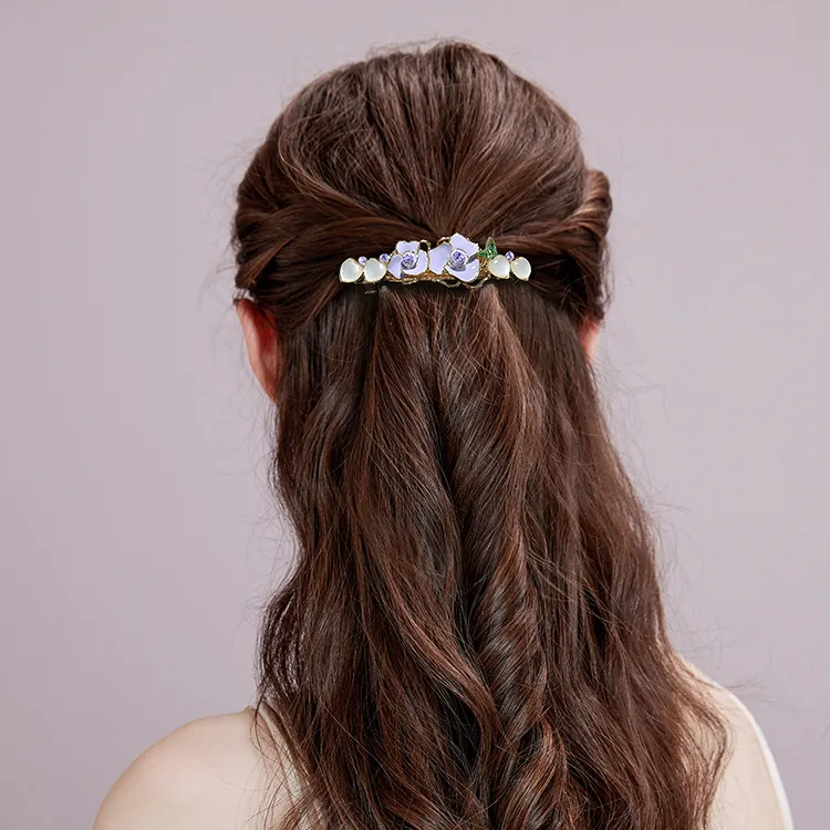 ROYALSASA Alloy, Faux Crystal Hair Clips Women's-1